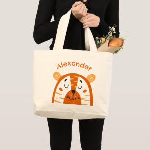 Tote Grande Bolsa de Tigre Fofa com Nome Personalizado para Cr