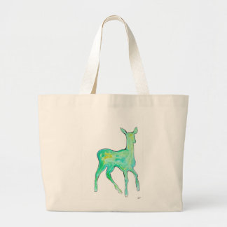 Tote Grande Bolsa de veado em aquarela verde
