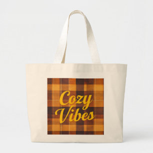 Tote Grande bolsa de Xadrez "Cozy Vibes"