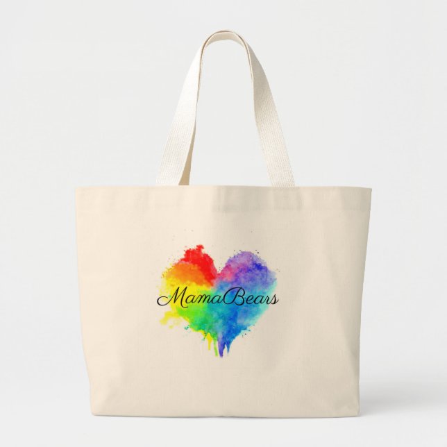 Tote Grande Bolsa do Coração Arco-Íris (Frente)