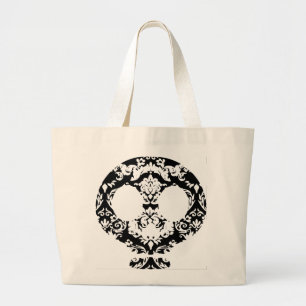Tote Grande Bolsa do crânio do Gótico de rendas do Damask Eleg