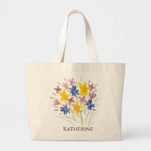 Tote Grande Bolsa Jumbo Com Flores Personalizáveis