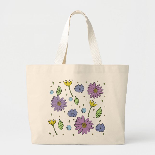 Tote Grande Bolsa Jumbo Com Flores Quirky Brilhantes (Frente)