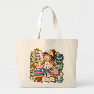 Tote Grande Bolsa Jumbo de Volta às Aulas com Personagem Fofa