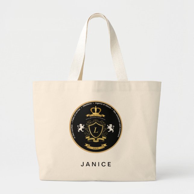 Tote Grande Bolsa Jumbo personalizado com crista (Frente)