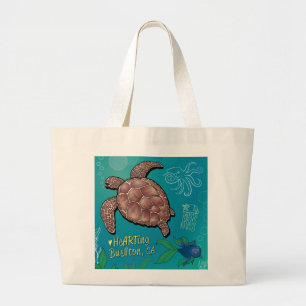 Tote Grande Bolsa - Natação de tartaruga - Buellton.Art