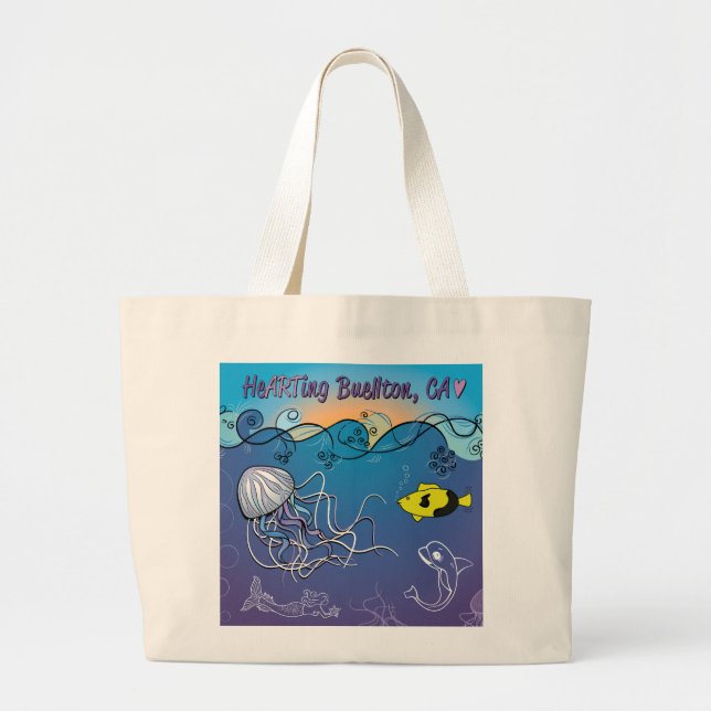 Tote Grande Bolsa - Ondas de gelatina - Buellton.Art (Frente)