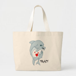 Tote Grande Bolsa personalizado de amor por golfinho