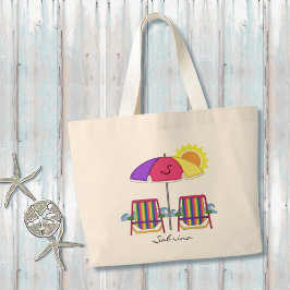 Tote Grande Bolsa Sun Umbrella Beach brilhante
