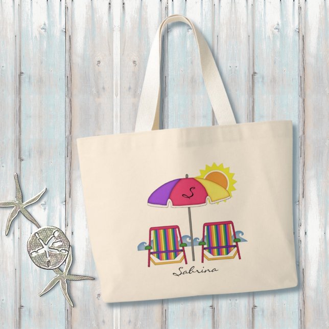 Tote Grande Bolsa Sun Umbrella Beach brilhante (Criador carregado)