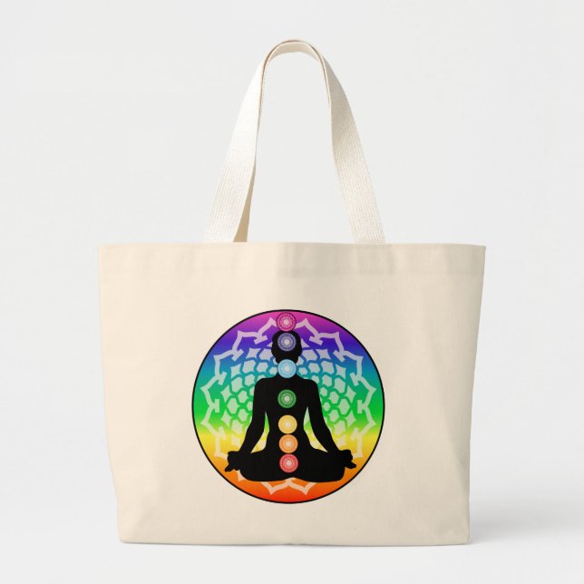 Tote Grande Chakra Lotus Bolsa - Rainbow Yoga & Energy Art (Frente)