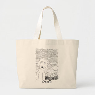 Tote Grande Doodle dourado no bolsa do jumbo da praia