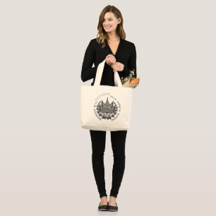 Tote Grande EL Salvador Escudo bolsa preto e branco
