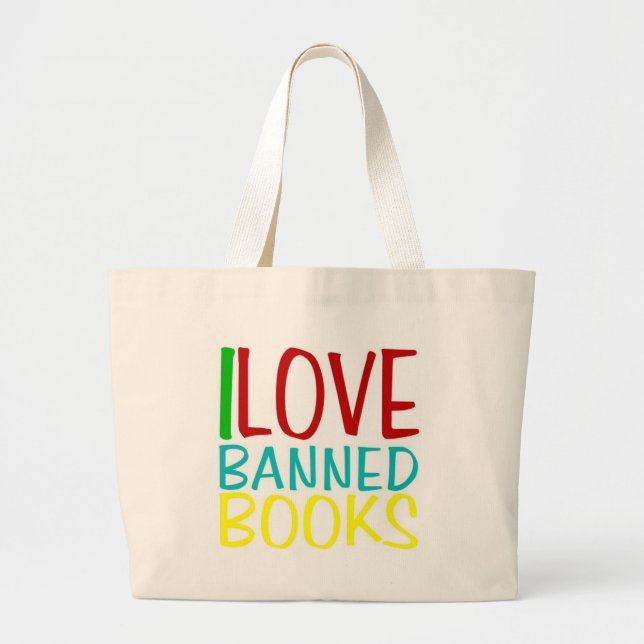 Tote Grande Eu amo o bolsa dos livros proibidos (Frente)