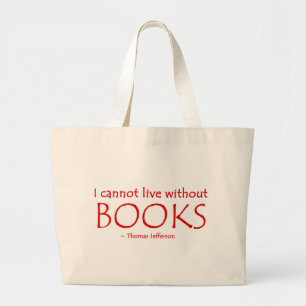 Tote Grande Eu não posso viver sem o bolsa dos livros