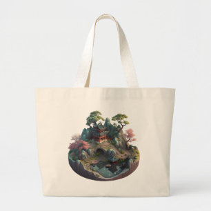 Tote Grande Fantasia Chinesa Bonita Paisagem 3D Jumbo Bolsa