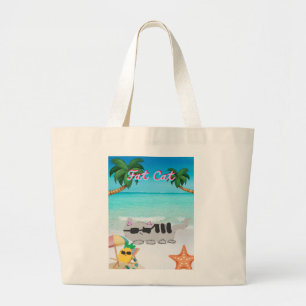 Tote Grande Gato gordo gordo de férias com bolsa de praia dupl