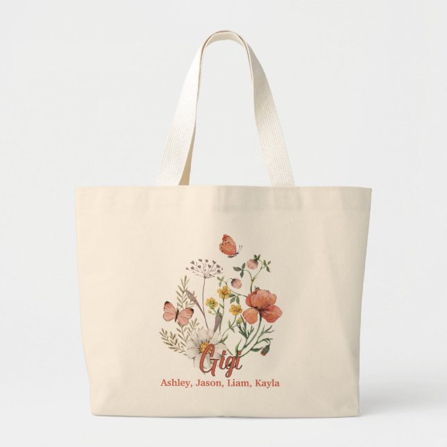 Tote Grande Gigi Wildflower Floral Personalizado Ba Bolsa (Frente)