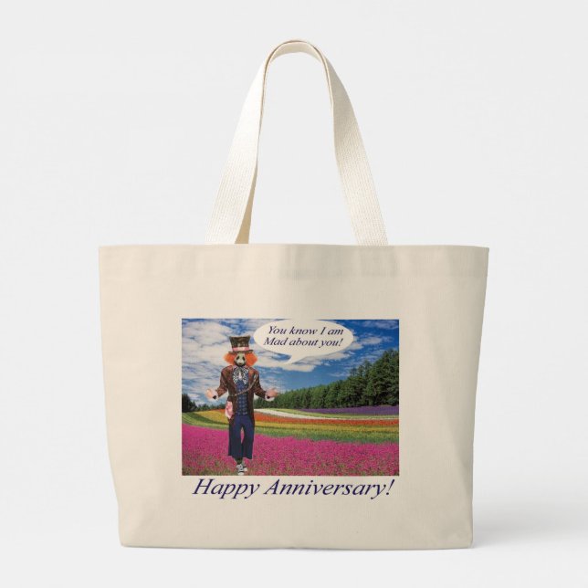 Tote Grande jumbo bolsa Happy Anniversário. panda/madhatter (Verso)