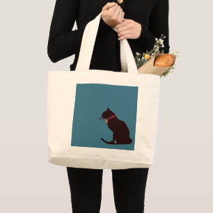 Tote Grande Jumbo I Ama Gatos Bolsa de Gráfico Azul e Branco