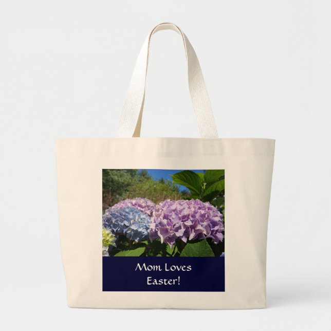 Tote Grande Mãe Ama a Páscoa! Bolsa de Hydrangea Flores (Frente)