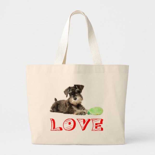 Tote Grande Miniatura Schnauzer Puppy Cães Vermelho Bolsa (Frente)