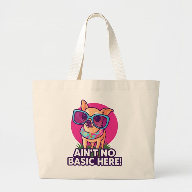 Tote Grande Não é básico aqui! Chihuahua Bolsa (Frente)