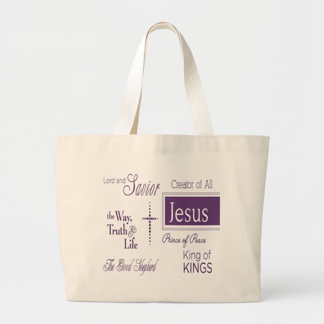Tote Grande Nomes de Bolsa e Bolsa de compra Cristã JESUS (Frente)