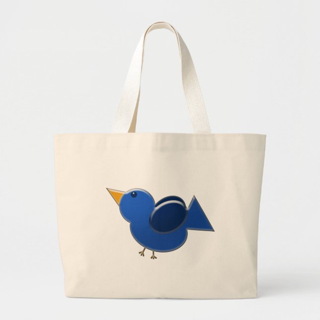 Tote Grande O bolsa azul do pássaro (Frente)