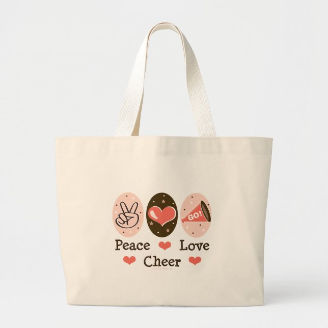 Tote Grande O bolsa Cheerleading do elogio do amor da paz (Frente)