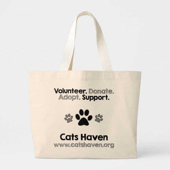 Tote Grande O bolsa de Volunteer.Adopt.Donate.Support (Frente)