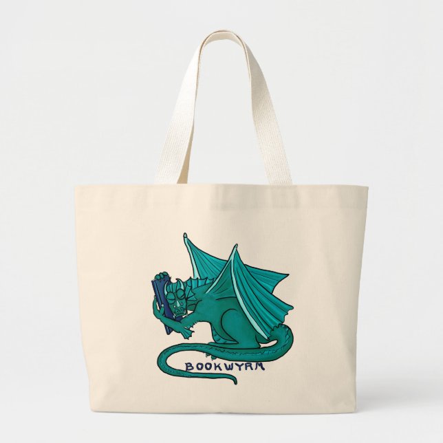 Tote Grande O bolsa do abraço do livro de Bookwyrm (enorme) (Frente)