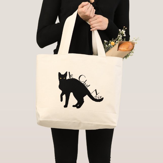 Tote Grande O bolsa do francês do gato preto de Le Conversa (Frente (produto))