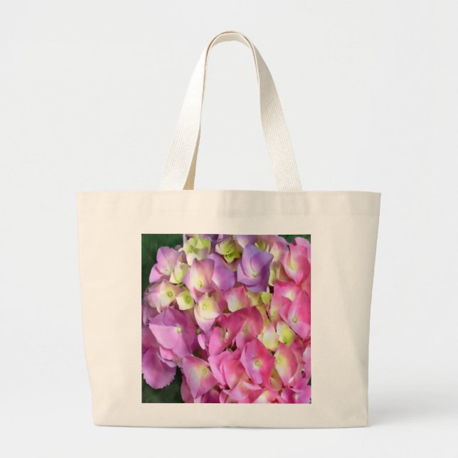 Tote Grande O bolsa do mantimento da flor do Hydrangea (Frente)