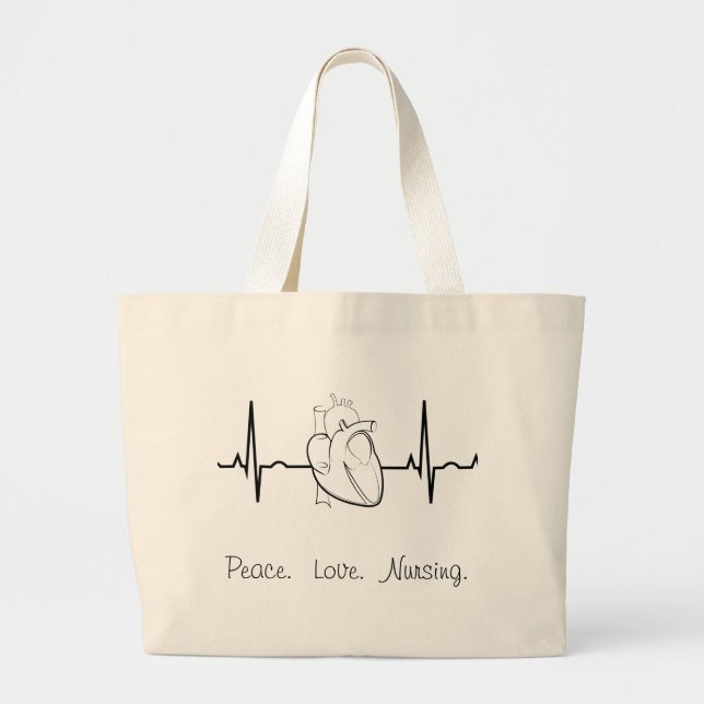 Tote Grande O bolsa dos cuidados com EKG e coração (Frente)