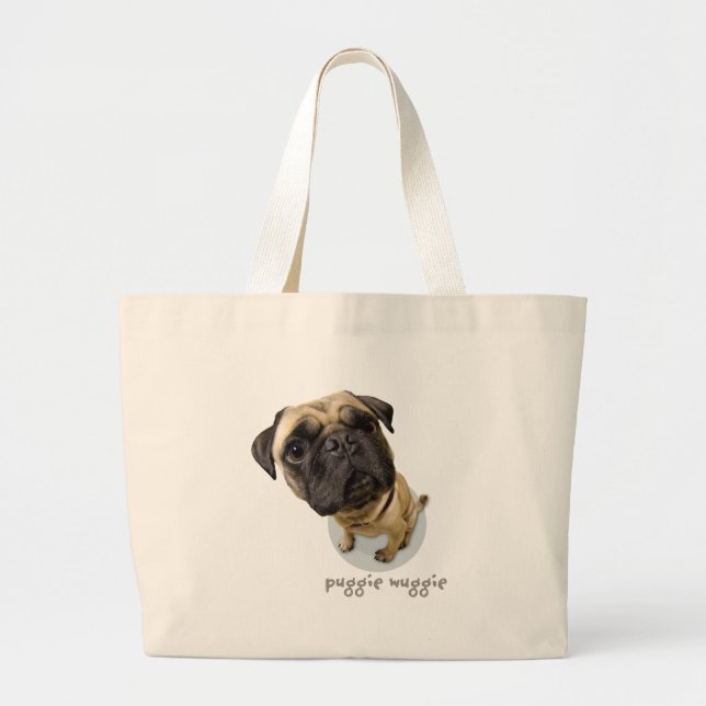 Tote Grande O bolsa seu Pug! (Frente)