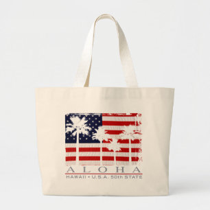 Tote Grande Palm Flag Bolsa de praia Havaiana
