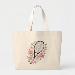 Tote Grande Saca de Ténis Floral Bolsa de Racket de Ténis Fofa