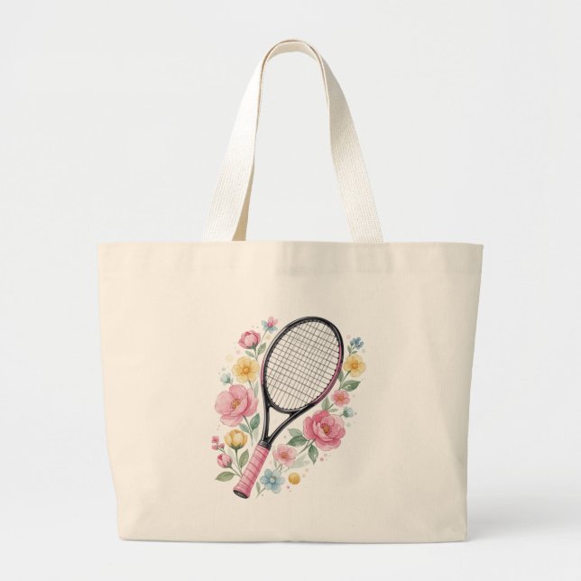 Tote Grande Saca de Ténis Floral Bolsa de Racket de Ténis Fofa (Frente)