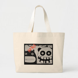 Tote Grande Saco de algodão FELIZ MONSTER BOLSA COM NOME