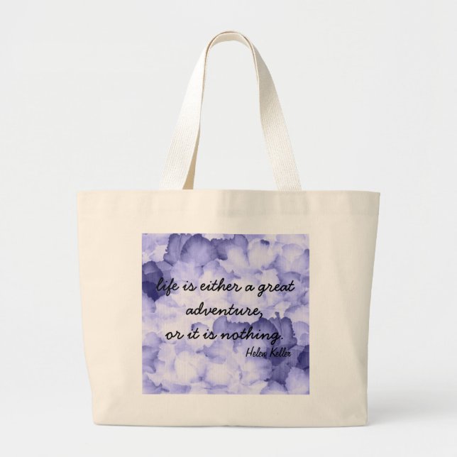 Tote Grande Saco de bolsa roxo das citações de Helen Keller da (Frente)