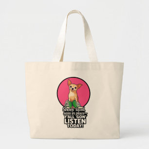 Tote Grande Sassy Pup com Bolsa de tênis - "Y’all Gon" Ouça