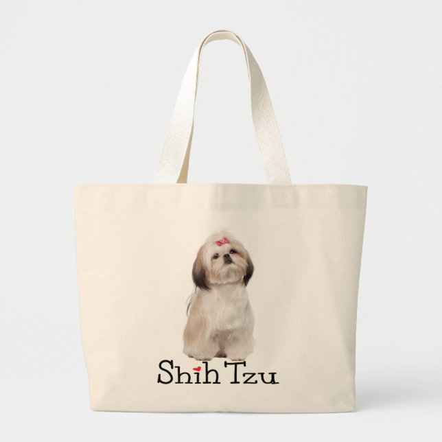 Tote Grande Shih Tzu Puppy Dog Amor Bolsa reutilizável (Frente)