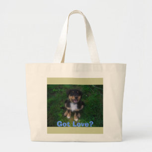 Tote Grande Tem amor? bolsa de praia de cachorrinho?