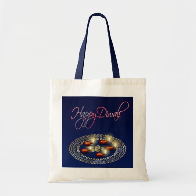 Tote Happy Diwali Ganesha Rangoli - Bolsa do orçamento (Frente)