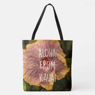 Tote Havaiano Lilac Hibiscus Bolsa de praia Reversível