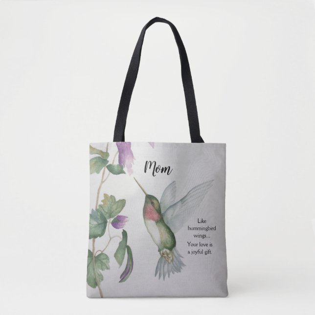 Tote Hummingbird Wings Joyful Gift Watercolor Mãe Bolsa (Frente)