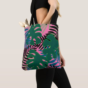 Tote Ilha Palm Verde Cor-de-Rosa bolsa grande Tropical