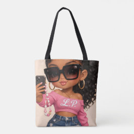 Tote Ilustração da Mulher Chibi Chic Bolsa de Compras