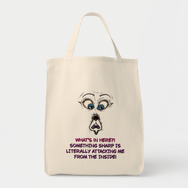 Tote Ilustração Divertida de Bolsa de Compras (Frente)